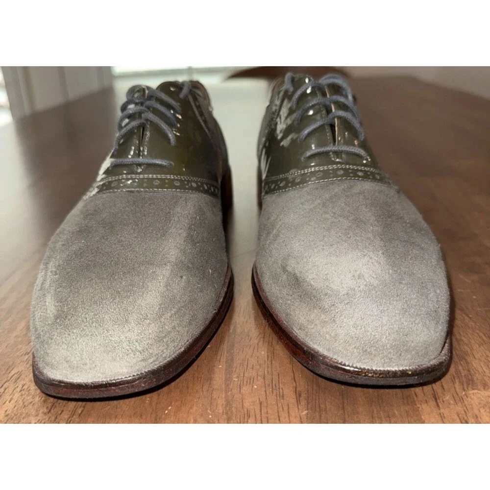 Florsheim by Duckie Brown Olive Suede & Patent Cap Toe OxfordsMen's Size 10.5D